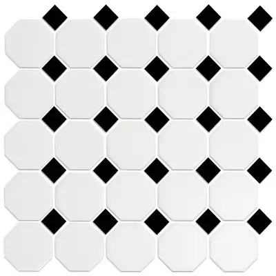 Cc Mosiacs - White And Black - Octagon Mosaic