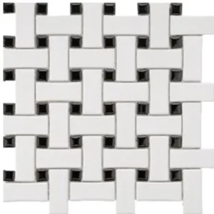 Cc Mosiacs - Basket Weave Mosaic White And Black