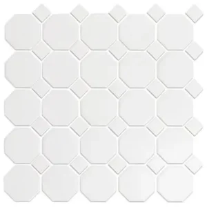 Cc Mosiacs - Snow White And Gray - Octagon Mosaic