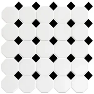 Cc Mosiacs - Snow White And Black - Octagon Mosaic