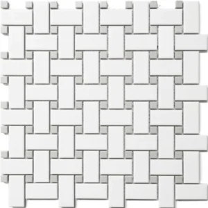 Ccmosiacs - Basket Weave Mosaic White And Grey